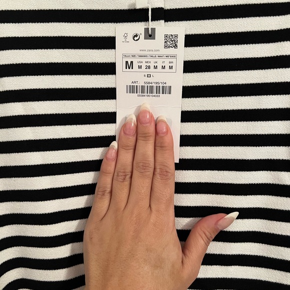 Black and White Striped knit Women's Strapless Dress - Picture 3 of 4